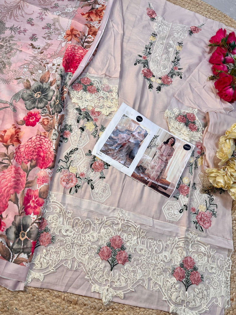 Maria B 1587 Pure Lawn With Heavy Embroidery Worked Pakistani Suits