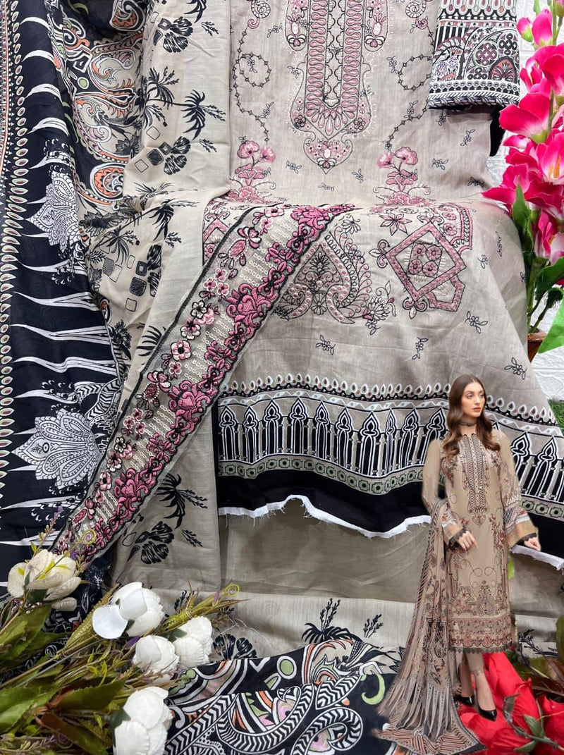 Taj Creations 582 Pure Cotton Print With Heavy  Self Embroidery Worked Pakistani Suits