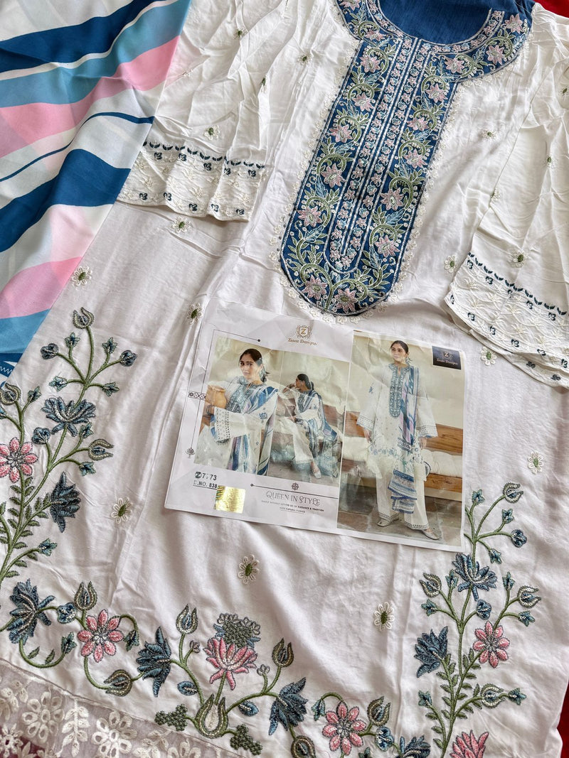 Ziaaz Designs 838  Cotton Rayon Very Heavy Embroidery Worked Pakistani Suits