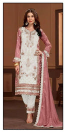 Hoor Tex HF 118 E Heavy Chinon Embroidery Worked Pakistani Suits