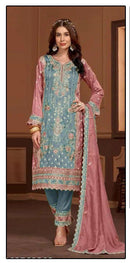 Hoor Tex HF 118 B Heavy Chinon Embroidery Worked Pakistani Suits