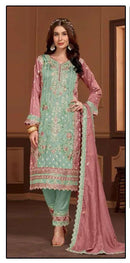 Hoor Tex HF 118 D Heavy Chinon Embroidery Worked Pakistani Suits