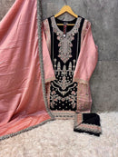 Hoor Tex HF 118 C Heavy Chinon Embroidery Worked Pakistani Suits