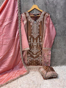 Hoor Tex HF 118 A Heavy Chinon Embroidery Worked Pakistani Suits