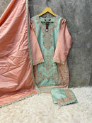Hoor Tex HF 118 D Heavy Chinon Embroidery Worked Pakistani Suits