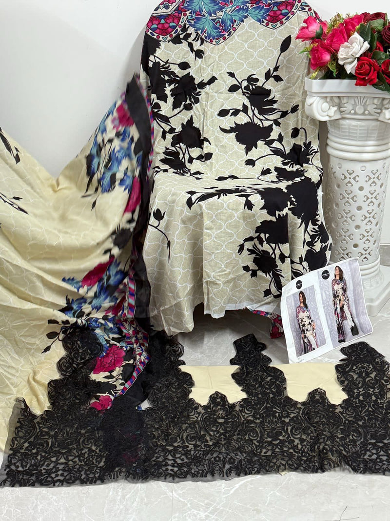 Mehbbob Tex 1435 A Pure Cotton Print With embroidery Worked Pakistani Suis