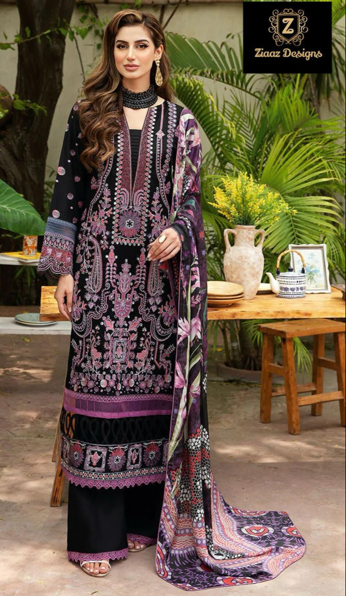Ziaaz Designs 865 Cotton Cambric Very Heavy embroidery Worked Pakistani Suits