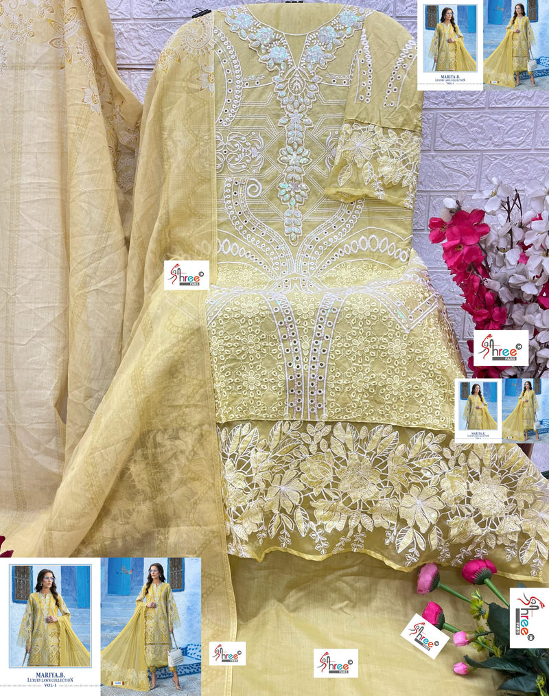 Mariya B Luxury 3880 Pure Cotton With Heavy Embroidery Worked Pakistani Suits