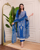 YD 022 Heavy Muslim Cotton With Digital Print With Real Mirror Handwork And Dimond Kurti