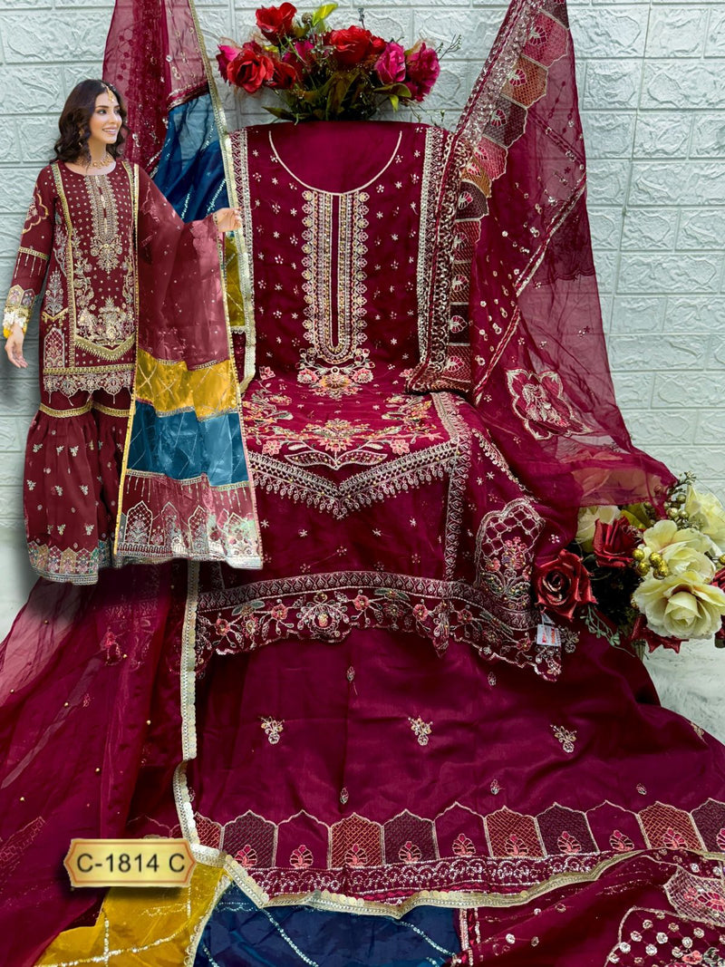 Fepic Rosemeen C 1814 C Ganza Embroidered Worked Pakistani Suits