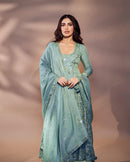 LC 1361  Beautiful Chinon Silk Embroidery worked Anarkali Gown