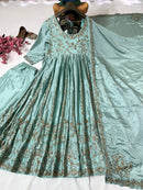 LC 1361  Beautiful Chinon Silk Embroidery worked Anarkali Gown