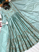 LC 1361  Beautiful Chinon Silk Embroidery worked Anarkali Gown