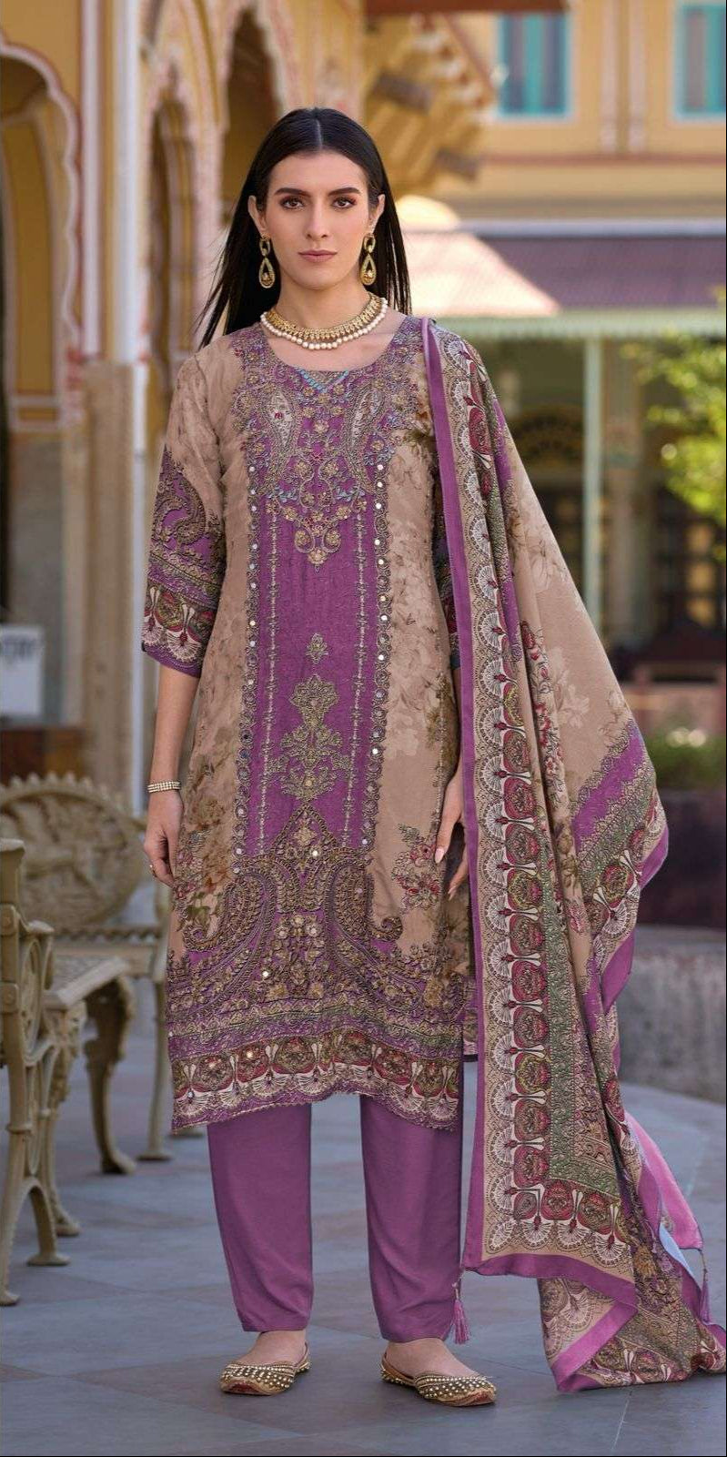 Shree Fabs 198 C Pure Maslin Digital Print With Embroidery Worked Pakistani Suits