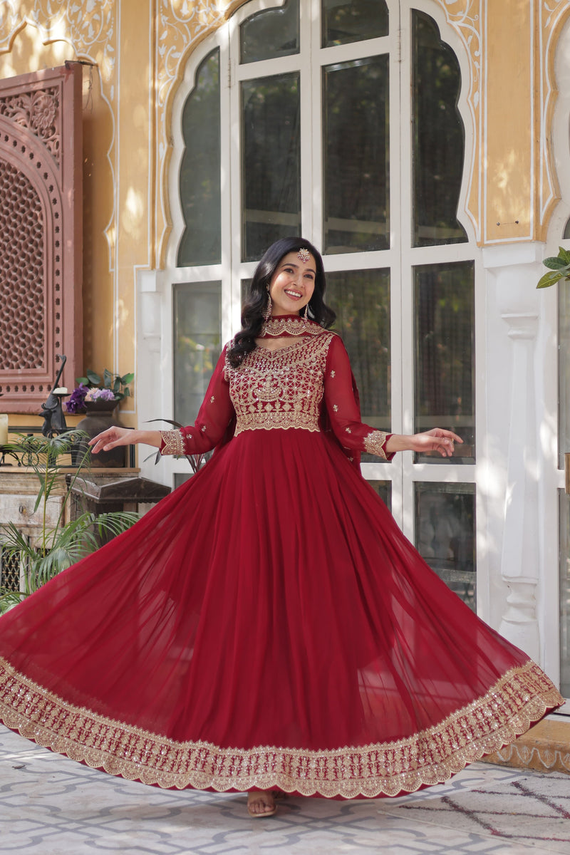 Ka 1137 Faux Blooming With Embroidery Zari Sequins Worked Gown