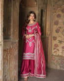 SRK 5251 Heavy Chinnon Silk With Embroidery Sequence Worked Pakistani Suits