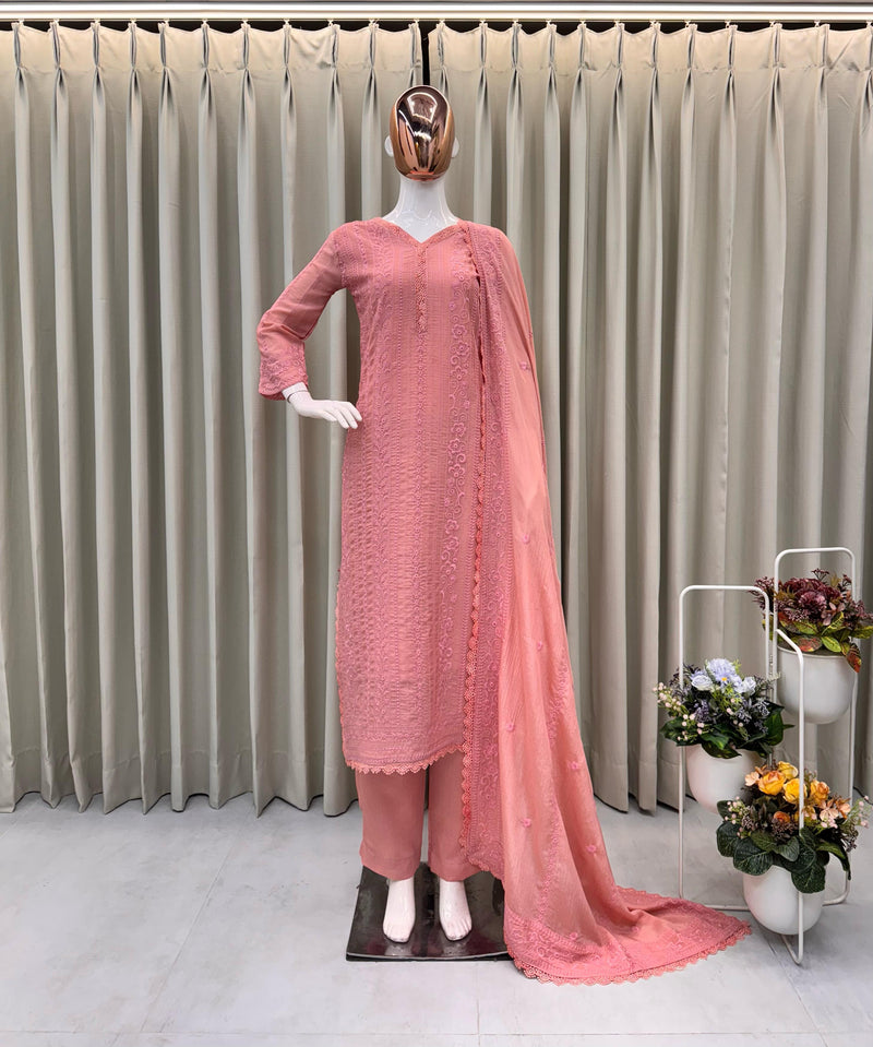 BE 322 B Chinon Top Cotton Thread Embroidered Worked Kurti