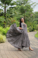 LW 9205 Printed Cotton With Kutchi Gamthi Work Gown