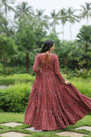 LW 9206 Printed Cotton With Kutchi Gamthi Work Gown