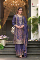 Eba Ruby 1738 Hevey Chinon With Embroidery Worked Pakistani Suirts