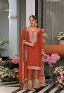 Eba Safroon 1702 A Hevey Chinon With Embroidery Worked Pakistani Suits