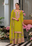 Eba Safroon 1702 C Hevey Chinon With Embroidery Worked Pakistani Suits