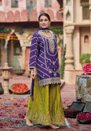 EBA KANAK 1798 hevey Chinon with embroidery workED PAKISTANI SUITS