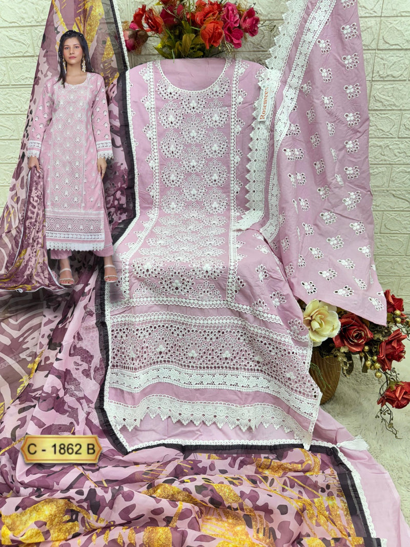 Fepic 1862 B Cambric Cotton Heavy Embroidered Worked Pakistani Suits