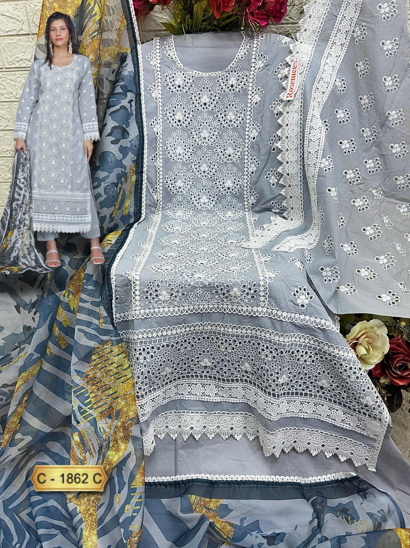 Fepic 1862 C Cambric Cotton Heavy Embroidered Worked Pakistani Suits