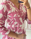 Sanskriti 9004 Cotton Fabric In Abstract Floral Print Kurti