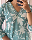 Sanskriti 9003 Cotton Fabric In Abstract Floral Print Kurti