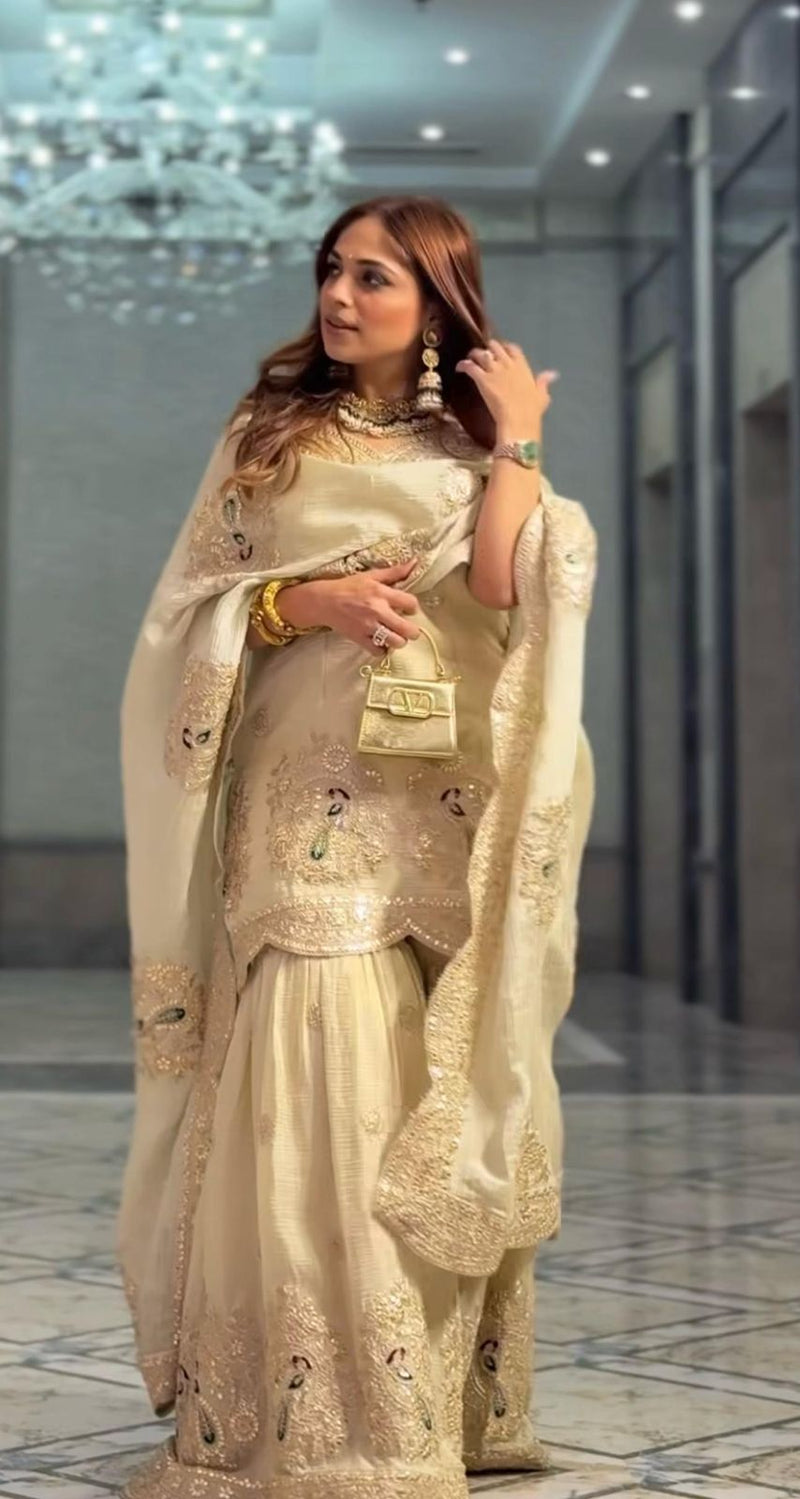 SR 1675 Pure Chinnon Silk With Heavy  Sequence Embroidery Worked Pakistani Suits