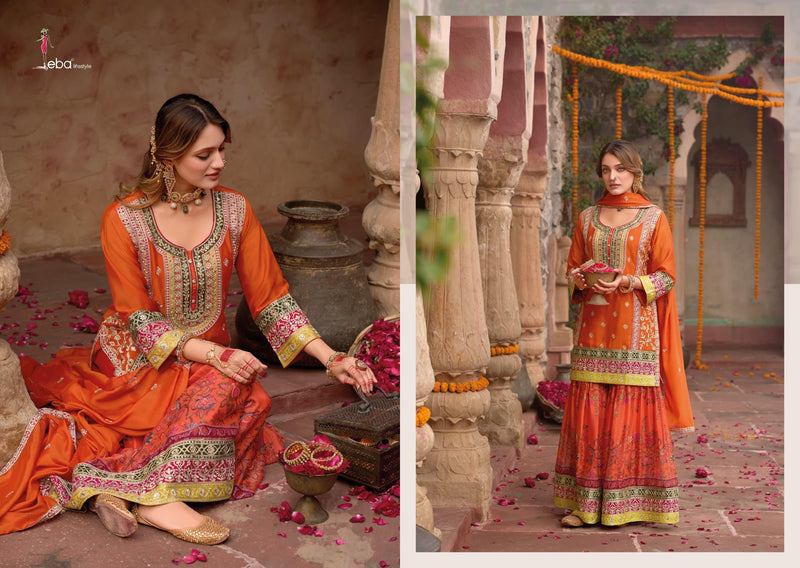Eba Rang 1826 Hevey Chinon With Embroidery Worked Pakistani Suits