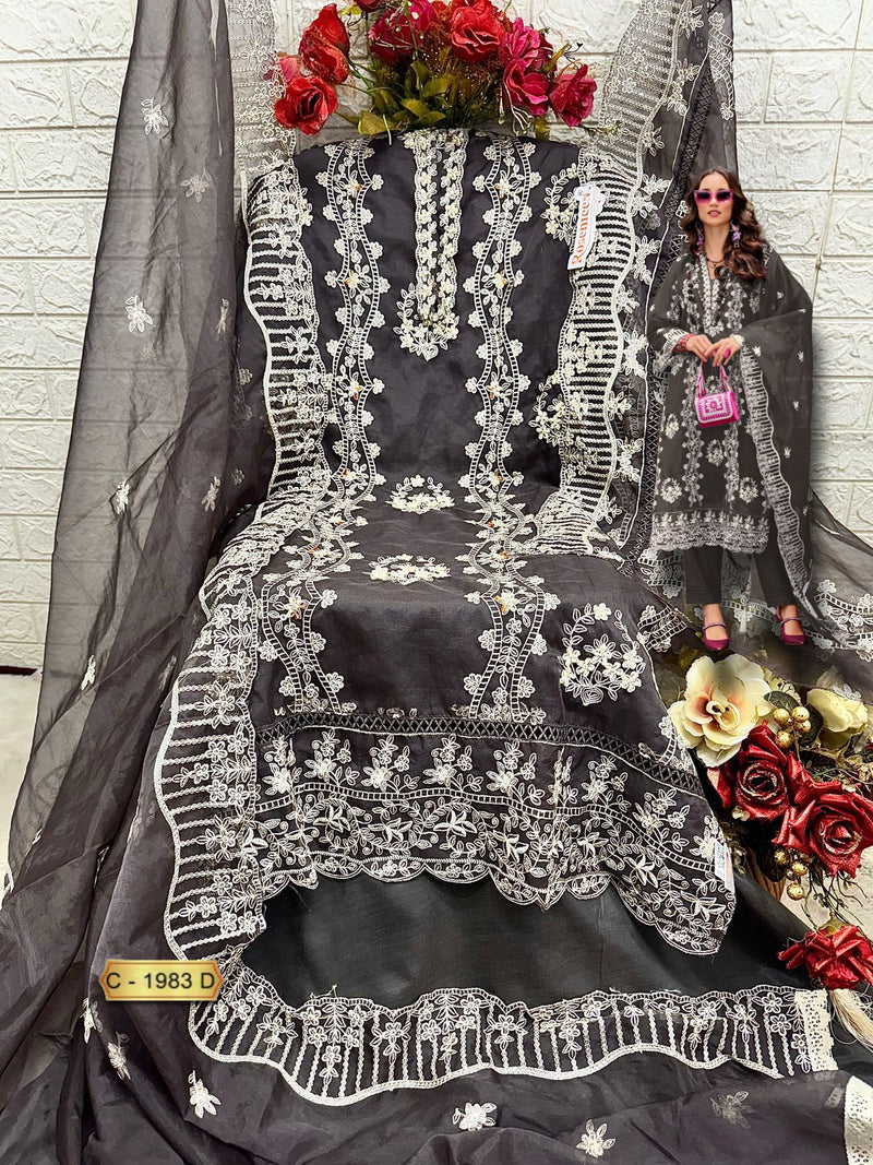 Fepic Rosemeen 1983 D Organza Embroidered Worked Pakistani Suits