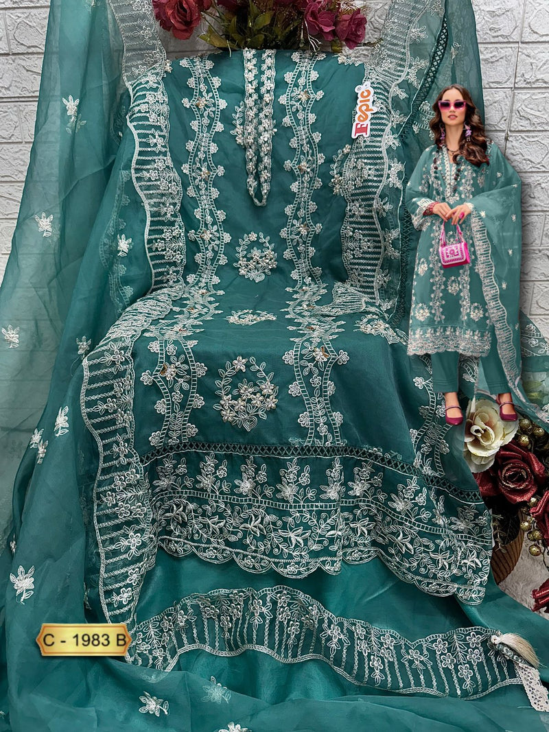 Fepic Rosemeen 1983 B Organza Embroidered Worked Pakistani Suits