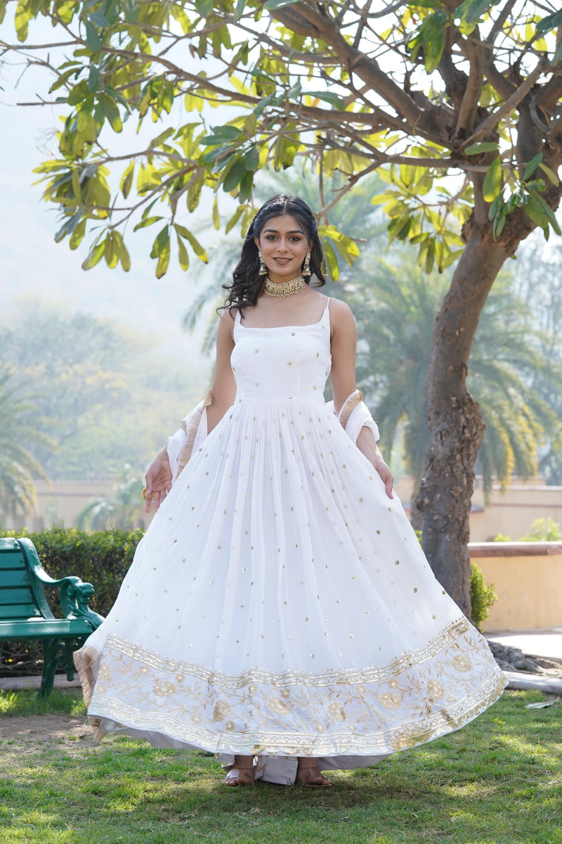 KA 1092 Faux Blooming With Sequins Embroidered Work Gown