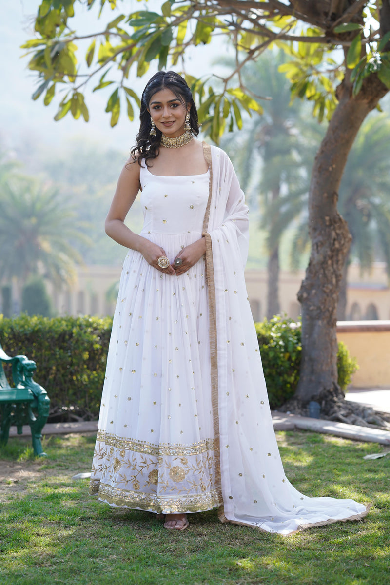 KA 1092 Faux Blooming With Sequins Embroidered Work Gown