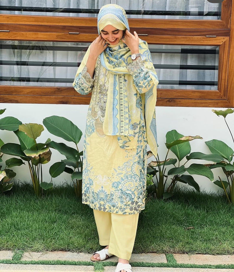 Aasha 1144 A Pure Cotton Print With Exclusive Patch Embroidery Worked Pakistani Suits
