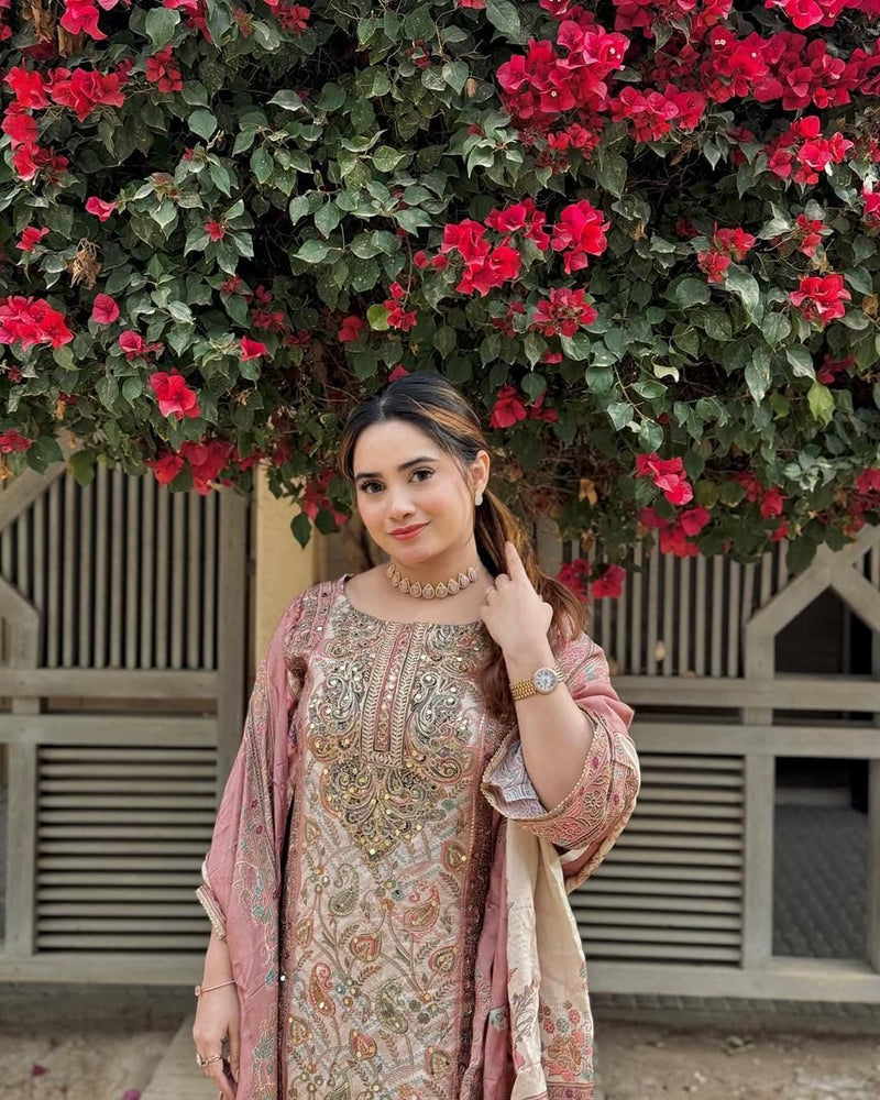 Shree Kt 122 Pure Maslin Digital Print Embroidery Worked Pakistani Suits