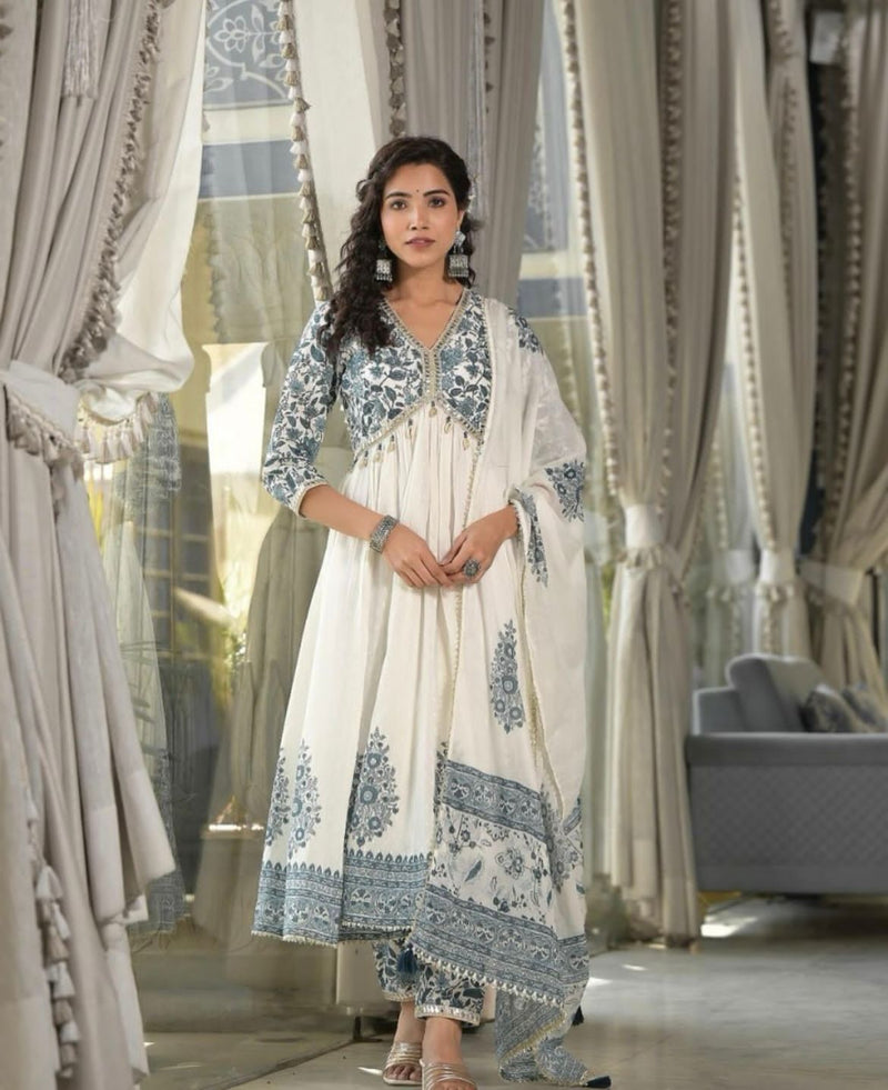 Sanskariti 8991 Cotton Printed Beautiful Embroidery And Cori Work  Kurti