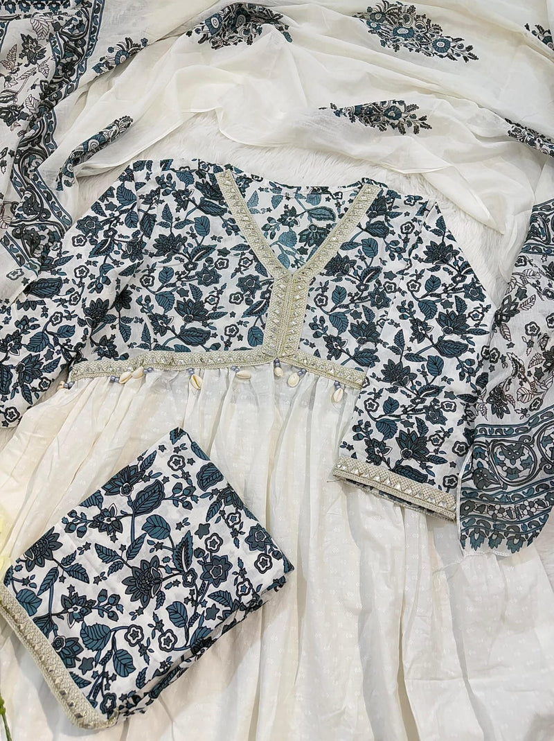 Sanskariti 8991 Cotton Printed Beautiful Embroidery And Cori Work  Kurti