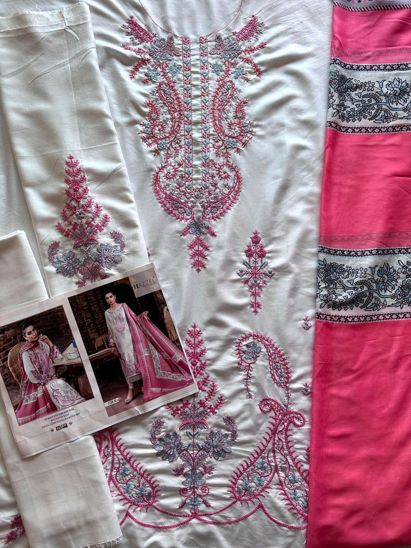 Hazzel 038 E Reyon With Cotton Thread Embroidery And Sequence Worked Pakistani Suits