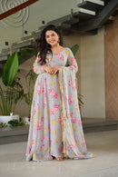 KA 1167 Faux Georgette With Rich Flower Digital Print Work Gowns