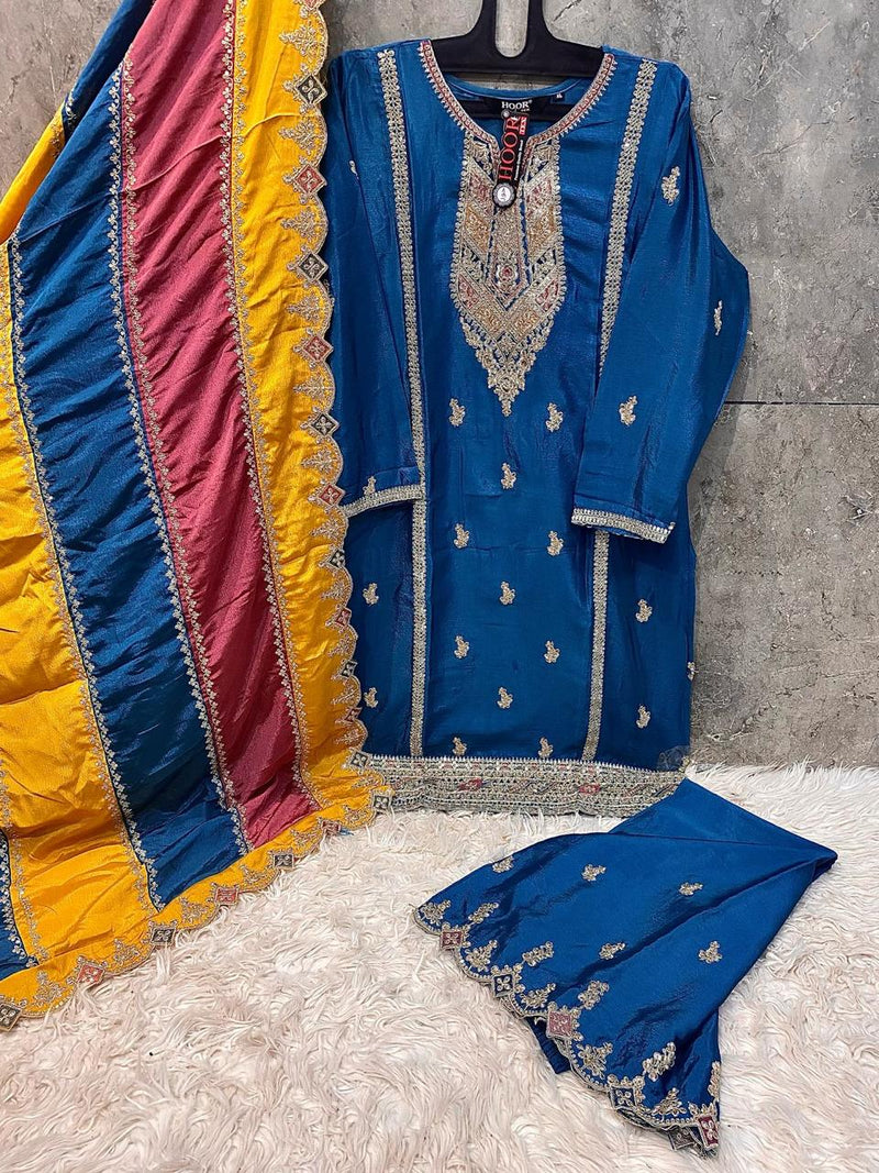 Hoor Tex 132 B Heavy Chinon Embroidery Worked Pakistani Suits