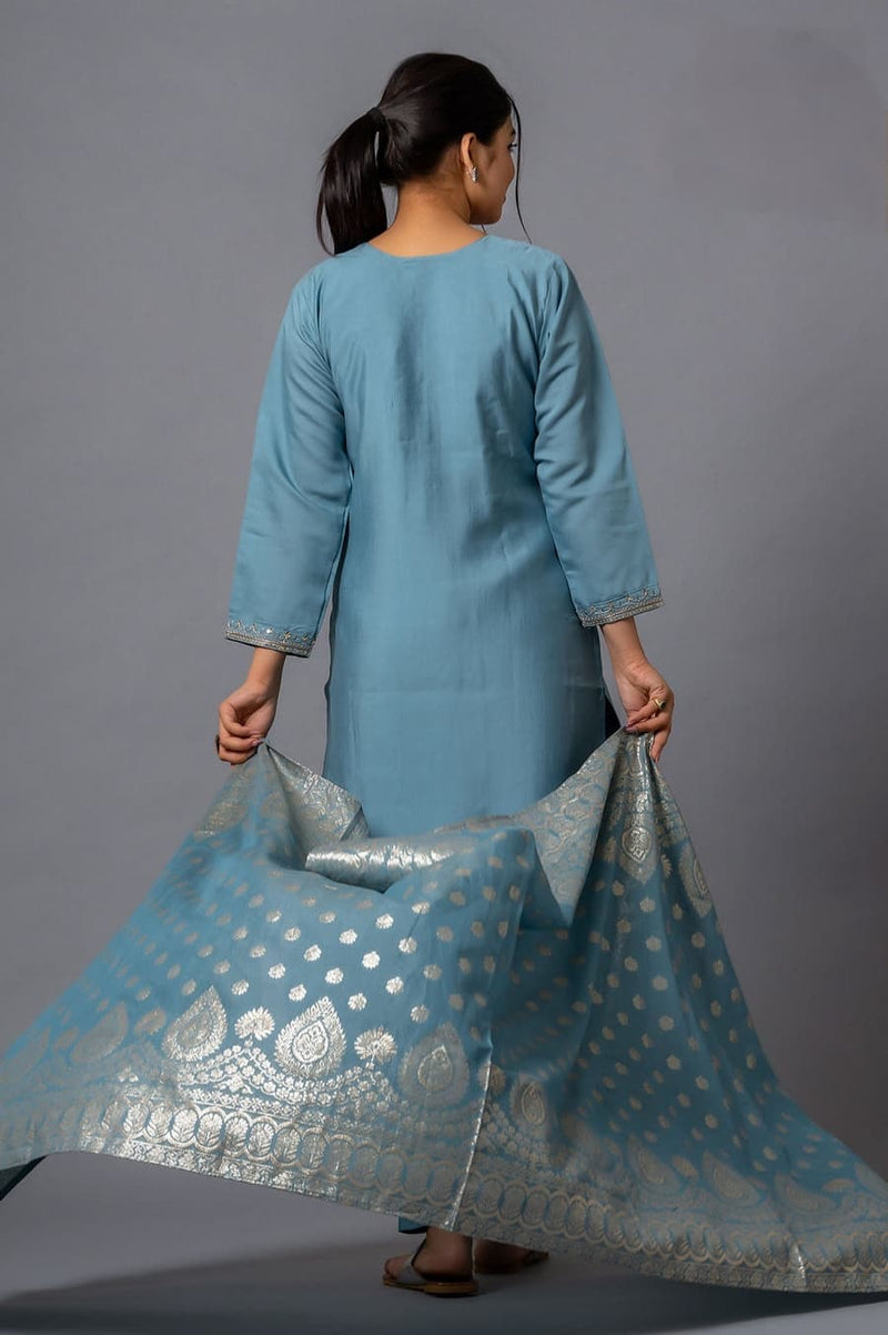 Shalini 8984 Pure Viscose Chanderi With Sequence Embroidery Work Kurti