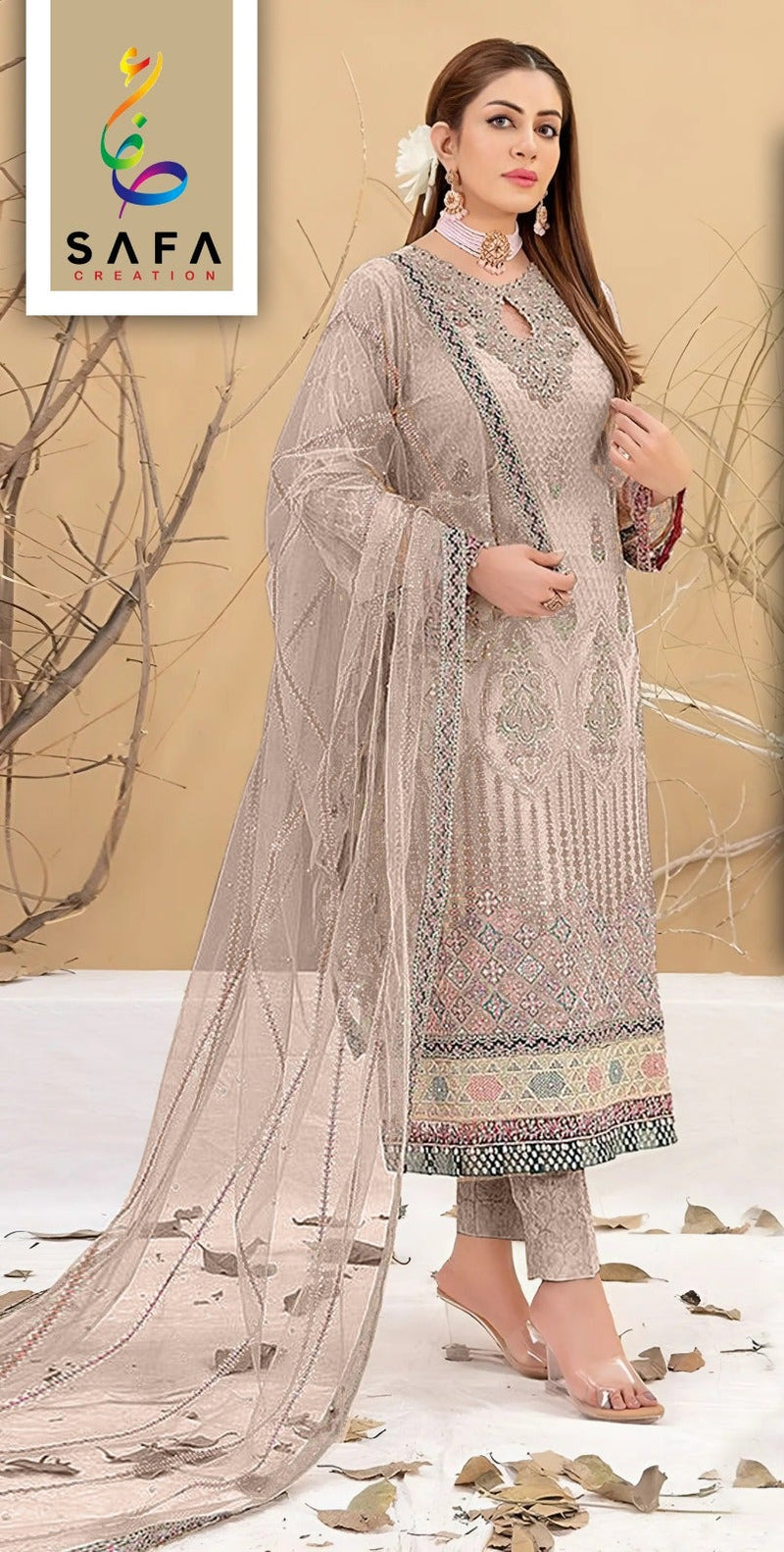 Safa Sf 1021 C Premium Georgette With Full Zarkhan Embroidery And Exquisite Handwork Pakistani Suits