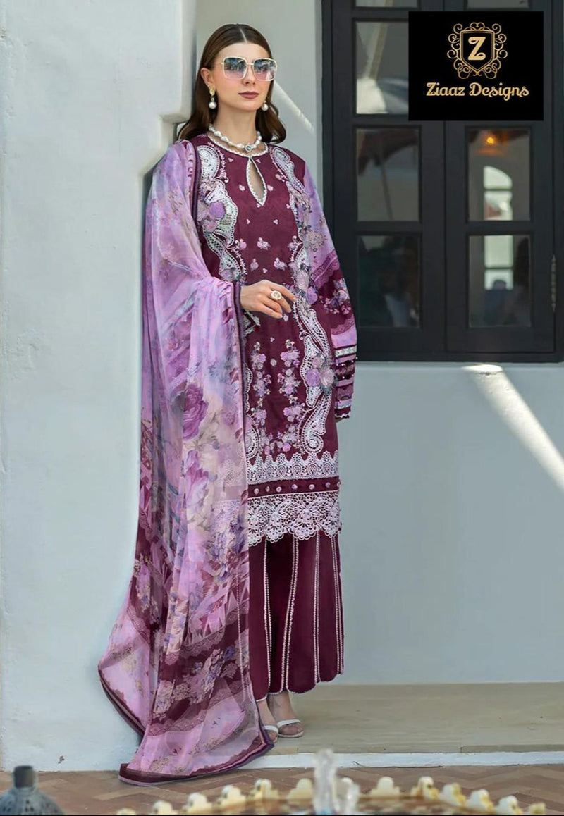 Ziaaz Designs Code 879 B Cambric Cotton Heavy Embroidery Work Pakistani Suits