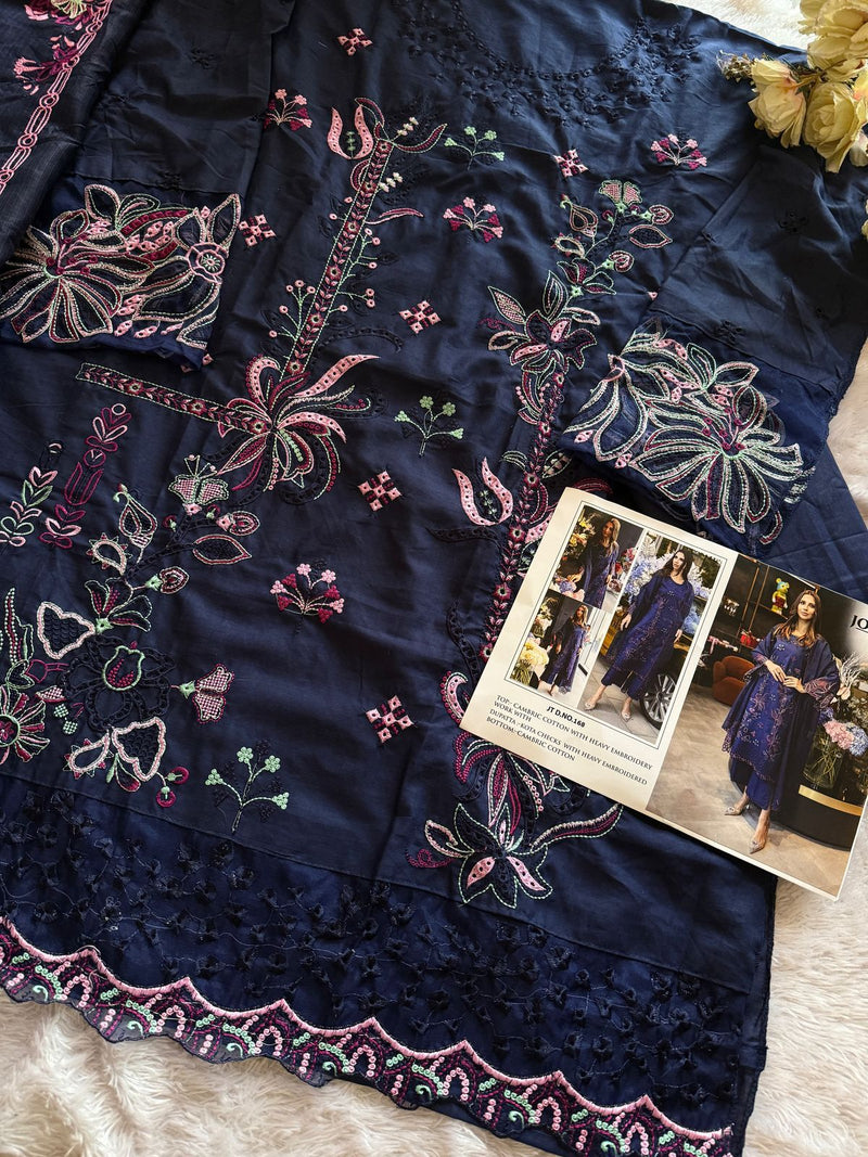 Johra Tex Jt 168 Cambric Cotton With Heavy Embroidery Work Pakistani Suits