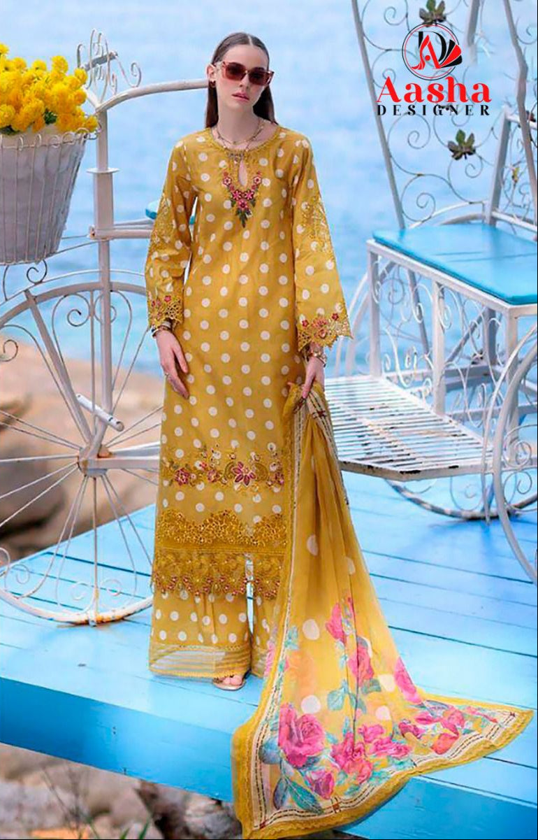 Aasha 1055 Pure Cotton Print With Exclusive Patch Embroidery Work Pakistani Suits