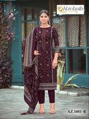 Alzohaib Sarra Az 1080 Pure Cotton Print With Heavy Self Work Pakistani Suits